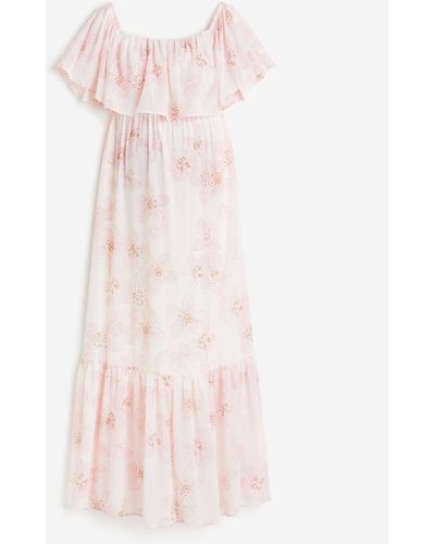 H&M MAMA Off-Shoulder-Kleid mit Volants - Pink