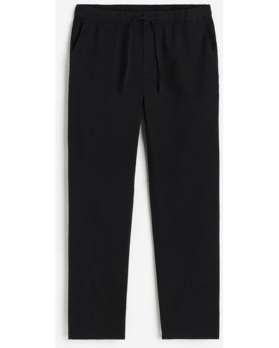 H&M Pantalon Regular Fit en lin mélangé - Noir