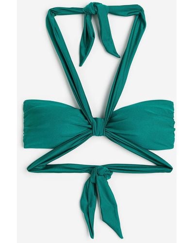 H&M Wattiertes Bandeau-Bikinitop - Grün