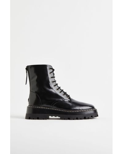 H&M Leren Boots - Zwart