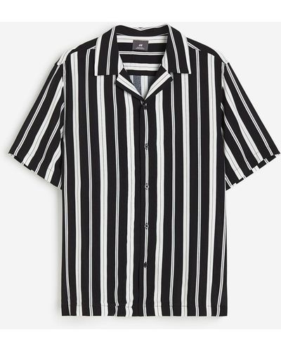 H&M Casual Overhemd Met Dessin - Zwart