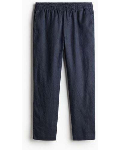 H&M Pantalon en lin Regular Fit - Bleu