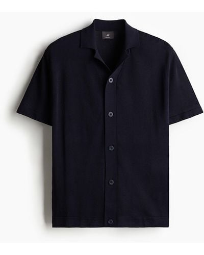 H&M Freizeithemd aus Feinstrick in Regular Fit - Blau