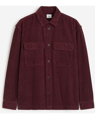 H&M Cord-Shacket in Relaxed Fit - Rot