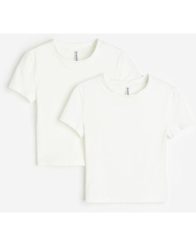H&M Lot de 2 T-shirts courts - Blanc