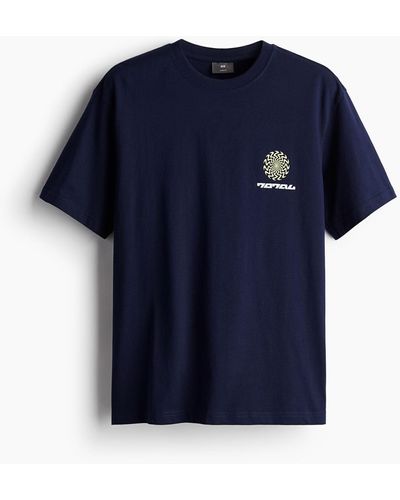 H&M Bedrucktes T-Shirt in Loose Fit - Blau