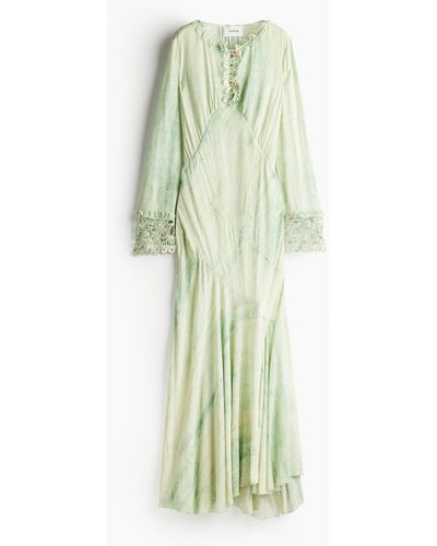 H&M Gemustertes Kleid mit Verzierungen - Grün