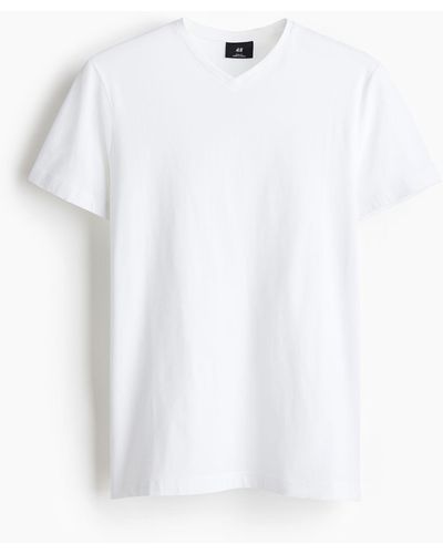 H&M T-shirt Slim Fit à encolure en V - Blanc