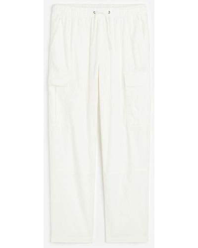 H&M Pantalon cargo Regular Fit en lin mélangé - Blanc