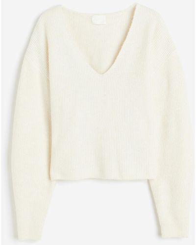 H&M Pullover mit V-Ausschnitt - Weiß