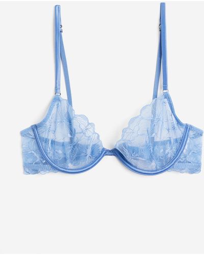H&M Soutien-gorge non paddé en dentelle avec armatures - Bleu