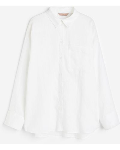 H&M Oversized Blouse Van Linnenmix - Wit