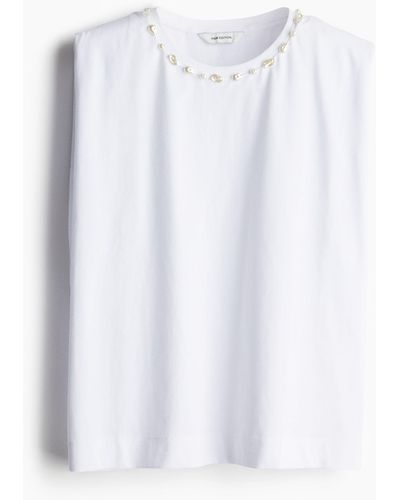H&M Top mit Perlenverzierung - Weiß