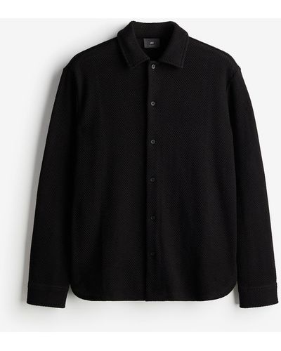 H&M Shirt in Ajourstrick Regular Fit - Schwarz
