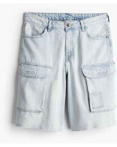 H&M Low Denim Cargo Shorts - Blau