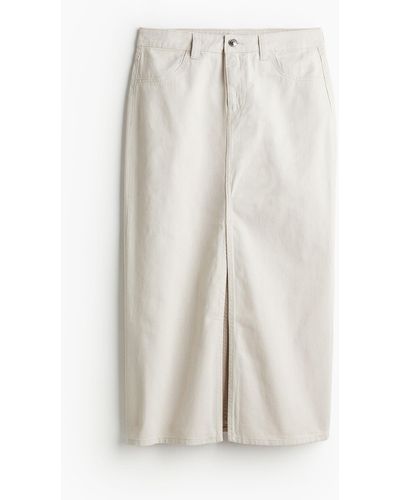 H&M Twill Rok Met Split - Wit