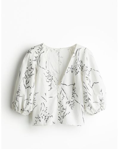 H&M Bluse aus Leinenmix - Weiß
