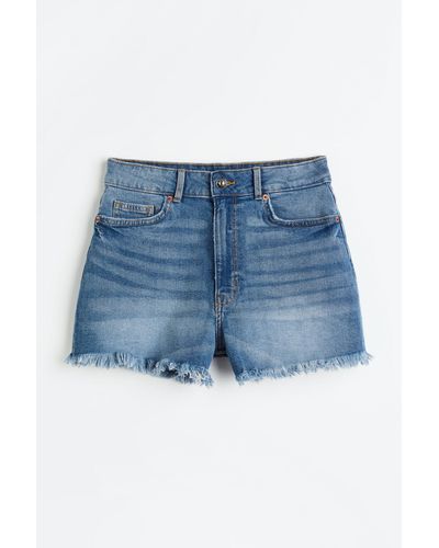 H&M Jeansshorts High Waist - Blau