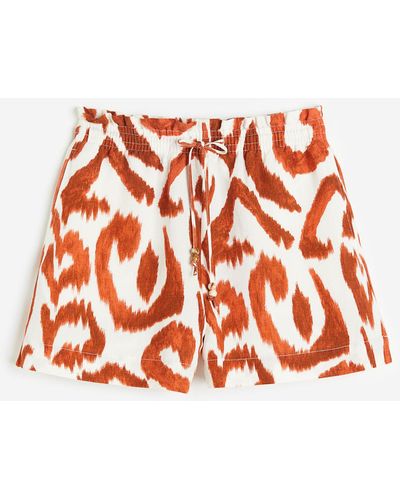 H&M Paperbag-Shorts aus Leinenmix - Rot