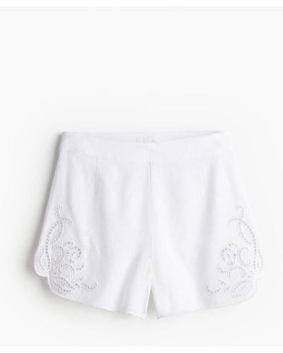 H&M Shorts mit Broderie Anglaise - Weiß