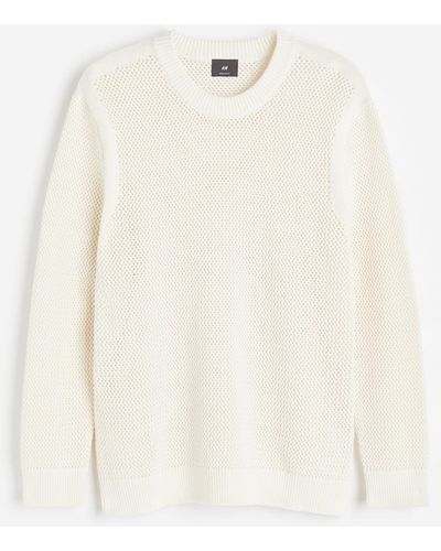 H&M Pullover in Ajourstrick Regular Fit - Weiß