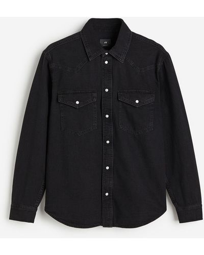 H&M Denim Overhemd - Zwart