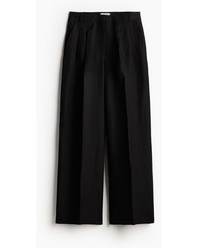 H&M Pantalon de tailleur en lin mélangé - Noir