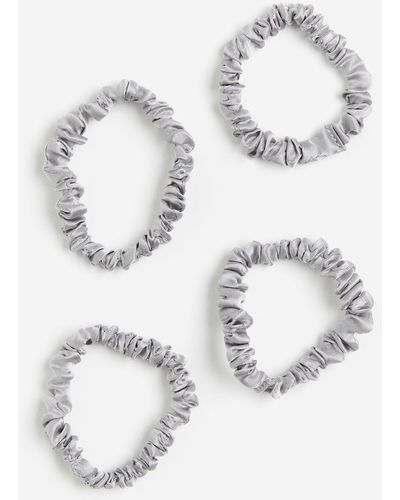 H&M Set Van 4 Zijden Scrunchies - Wit