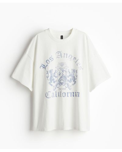 H&M Oversized T-Shirt mit Motivdetail - Weiß