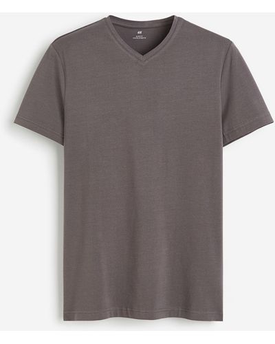 H&M T-shirt Slim Fit à encolure en V - Gris