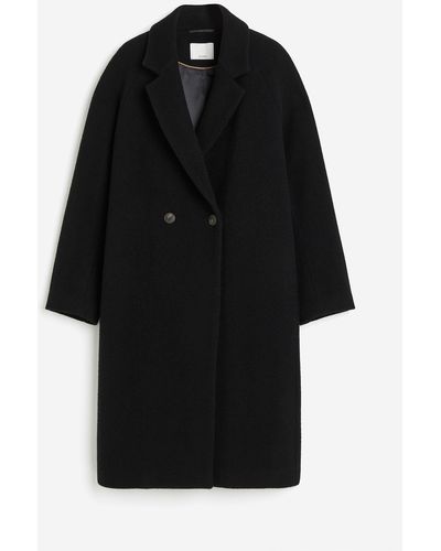 H&M Zweireihiger Mantel aus Wollmix - Schwarz