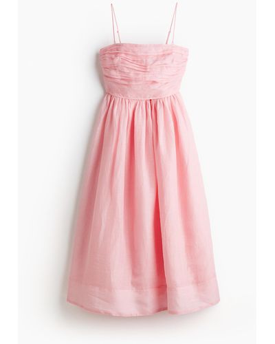 H&M Bandeau-Kleid aus Ramie - Pink