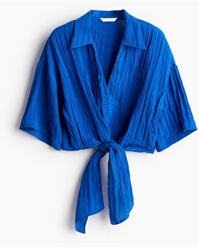 H&M Bluse mit Bindedetail - Blau