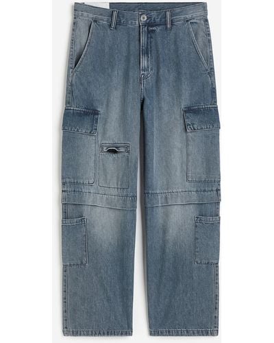 H&M Baggy Cargo Jeans - Blau