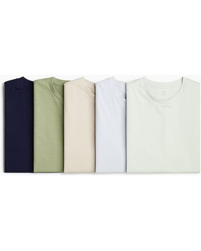 H&M 5er-Pack T-Shirts in Regular Fit - Weiß
