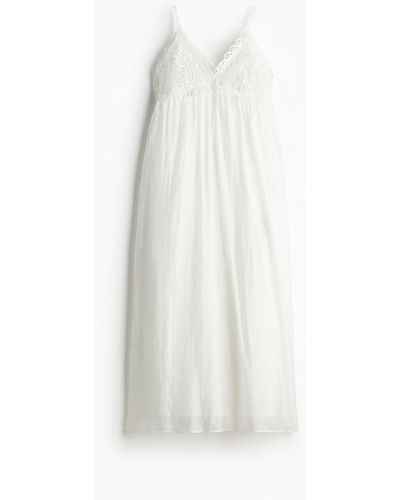 H&M Trägerkleid mit Stickdetail - Weiß