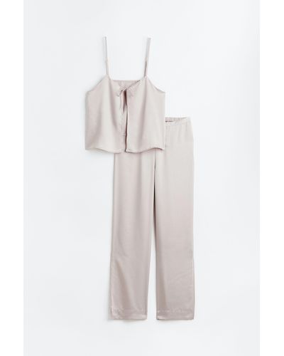 H&M Pyjama en satin - Blanc