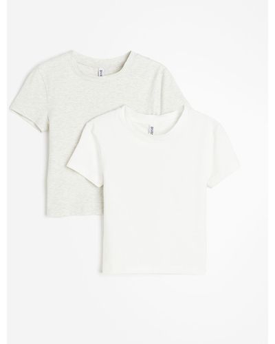 H&M Lot de 2 T-shirts courts - Blanc