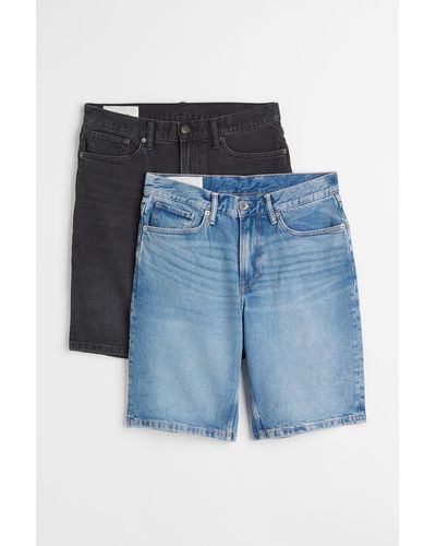 H&M Set Van 2 Regular Denim Shorts - Blauw