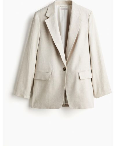 H&M Blazer Van Linnenmix - Wit