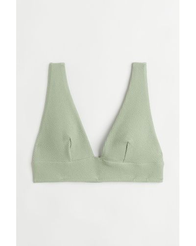 H&M Wattiertes Bikinitop - Grün