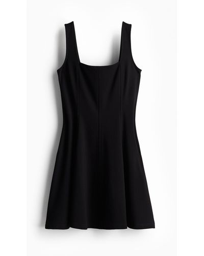 H&M Jerseykleid mit Karree-Ausschnitt - Schwarz