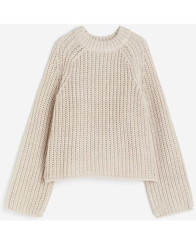 H&M Ribgebreide Oversized Trui - Naturel