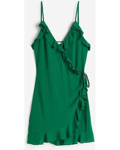 H&M Robe portefeuille volantée - Vert