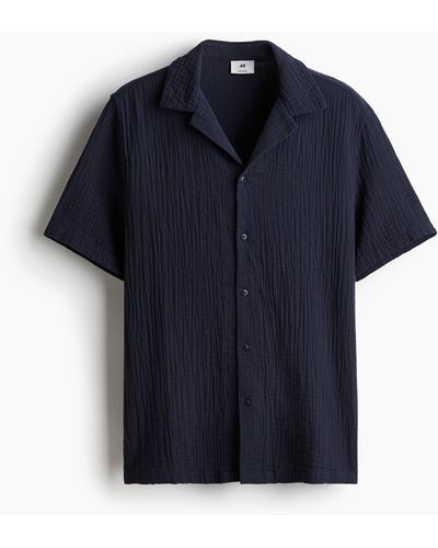 H&M Casual Overhemd Van Mousseline - Blauw