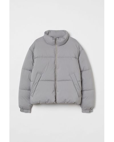 H&M Gestepptes Puffer Jacket - Grau