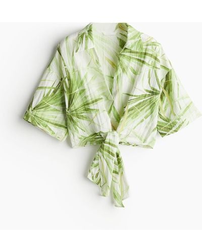 H&M Bluse mit Bindedetail - Grün