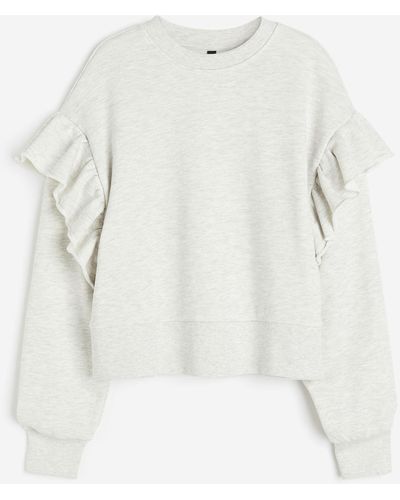 H&M Oversized Sweatshirt mit Volantbesatz - Weiß