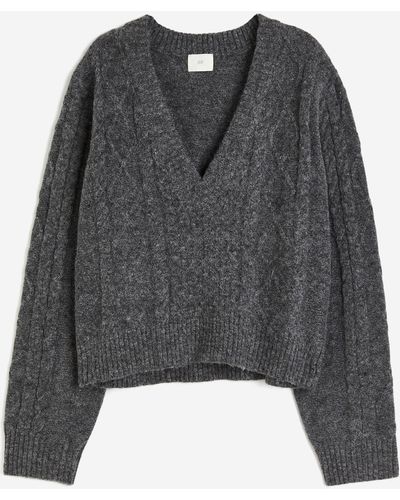 H&M Pullover mit Zopfmuster - Grau