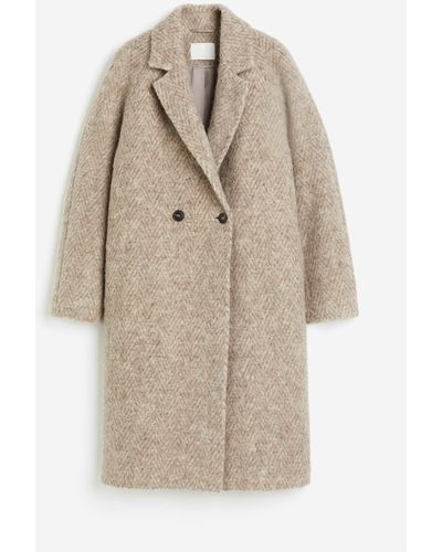 H&M Zweireihiger Mantel in Wollmix - Natur